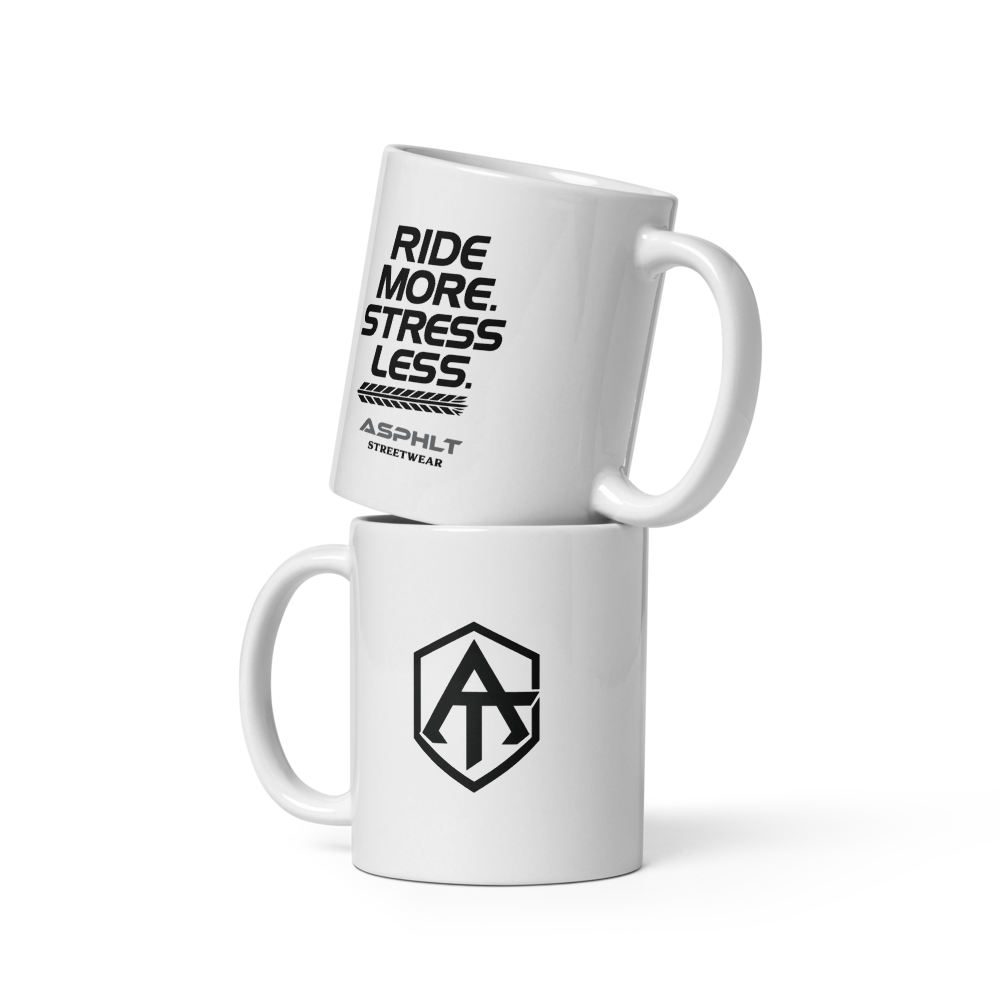 Weiße, glänzende Tasse | Ride-more