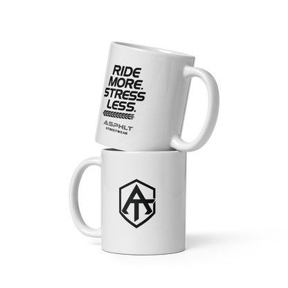 Weiße, glänzende Tasse | Ride-more
