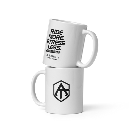 Weiße, glänzende Tasse | Ride-more