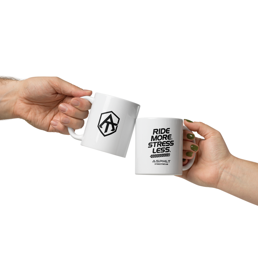 Weiße, glänzende Tasse | Ride-more