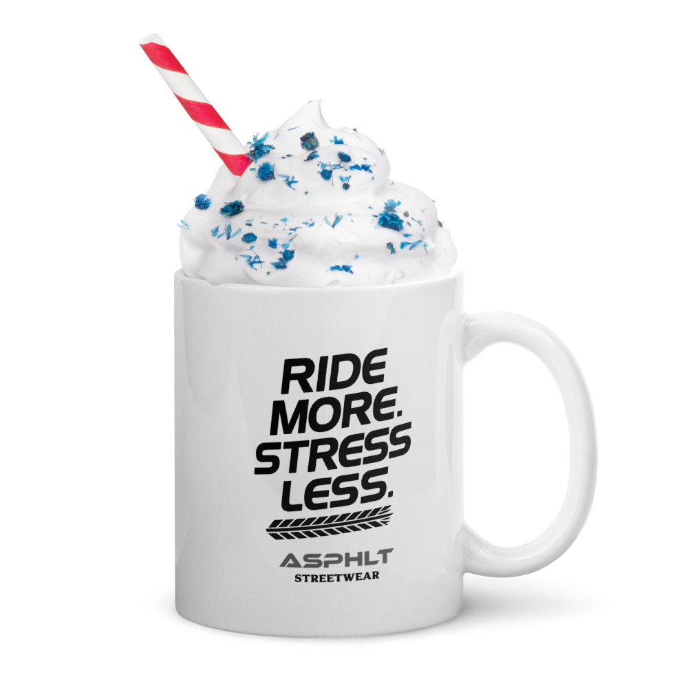Weiße, glänzende Tasse | Ride-more