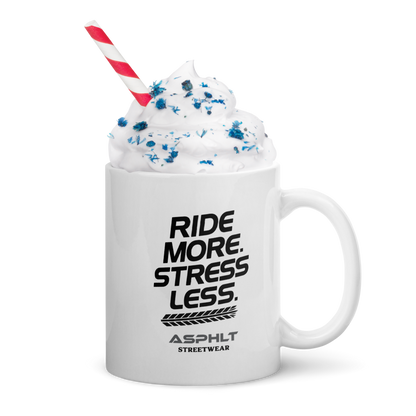 Weiße, glänzende Tasse | Ride-more